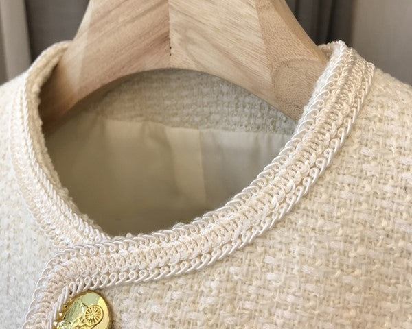 White Tweed Short Blazer Jacket