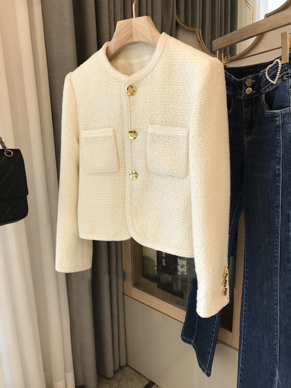 White Tweed Short Blazer Jacket