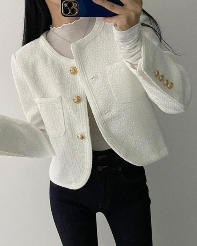 White Tweed Short Blazer Jacket