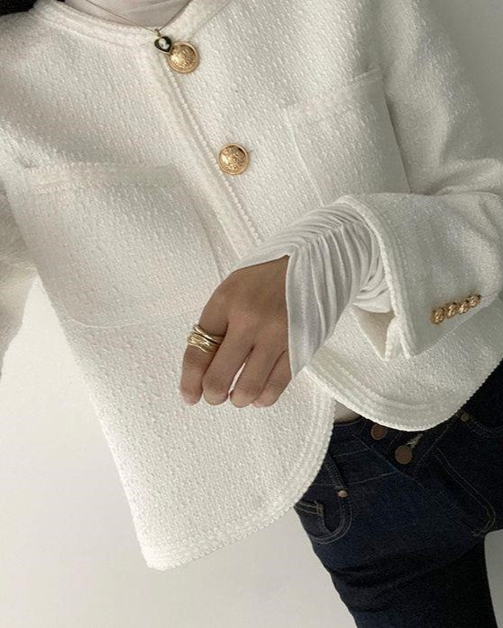 White Tweed Short Blazer Jacket