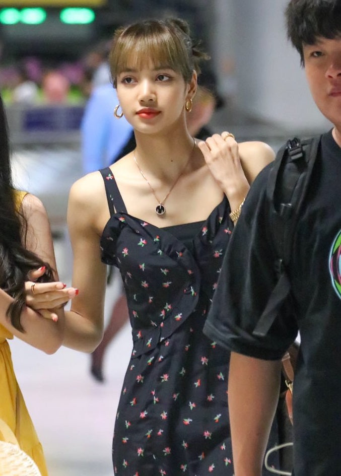 Black Sling Dress With Floral Pattern