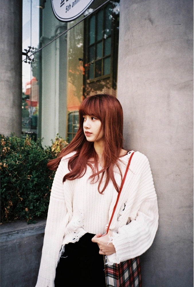 White V-Neck Tassels Knit Sweater