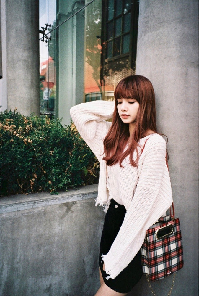 White V-Neck Tassels Knit Sweater