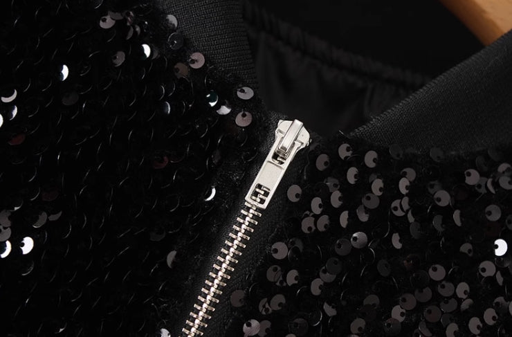 Black Cropped Sparkly Sequin Jacket