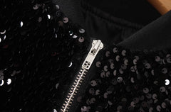 Black Cropped Sparkly Sequin Jacket