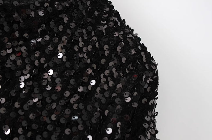 Black Cropped Sparkly Sequin Jacket