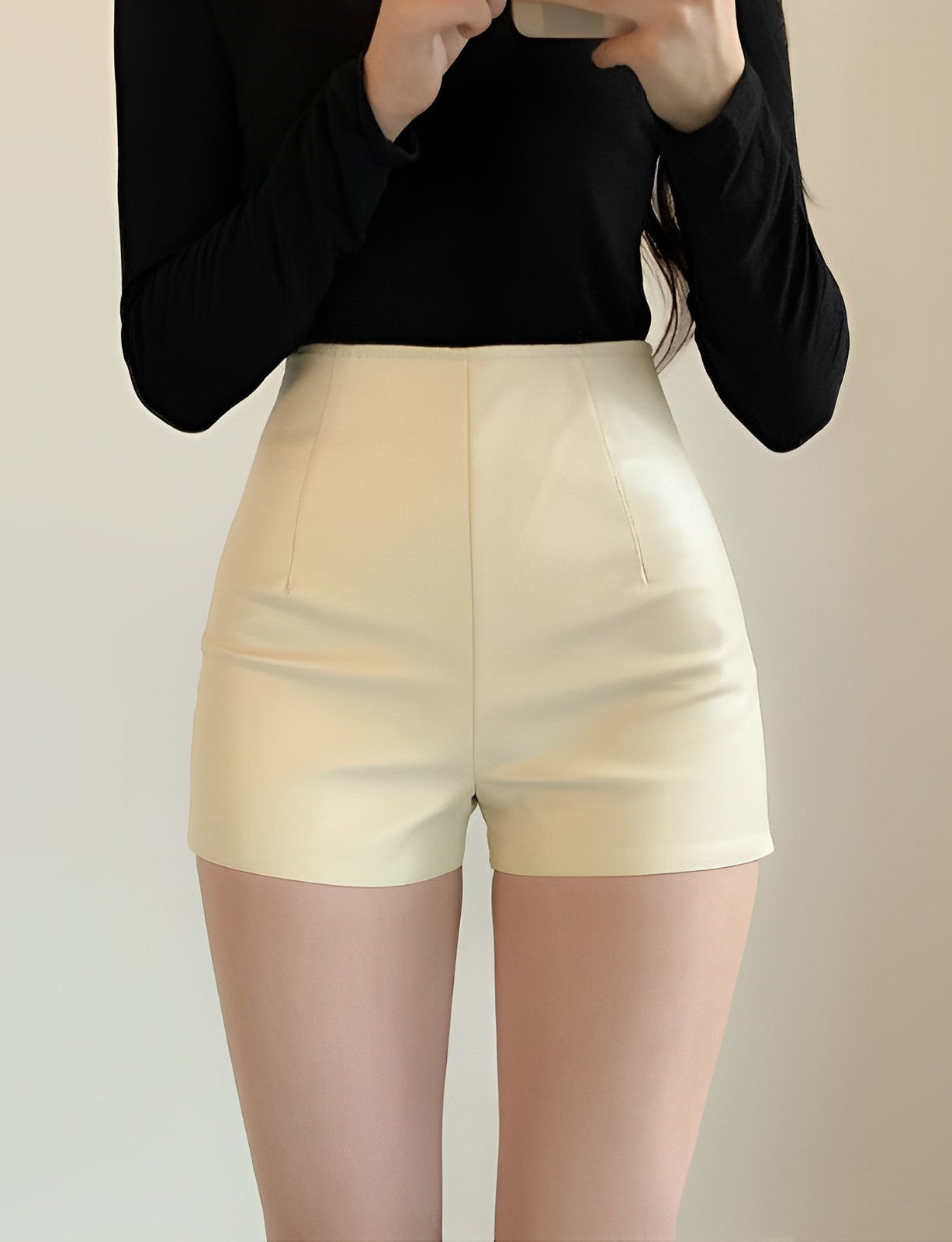 Black Sexy Synthetic Leather Shorts