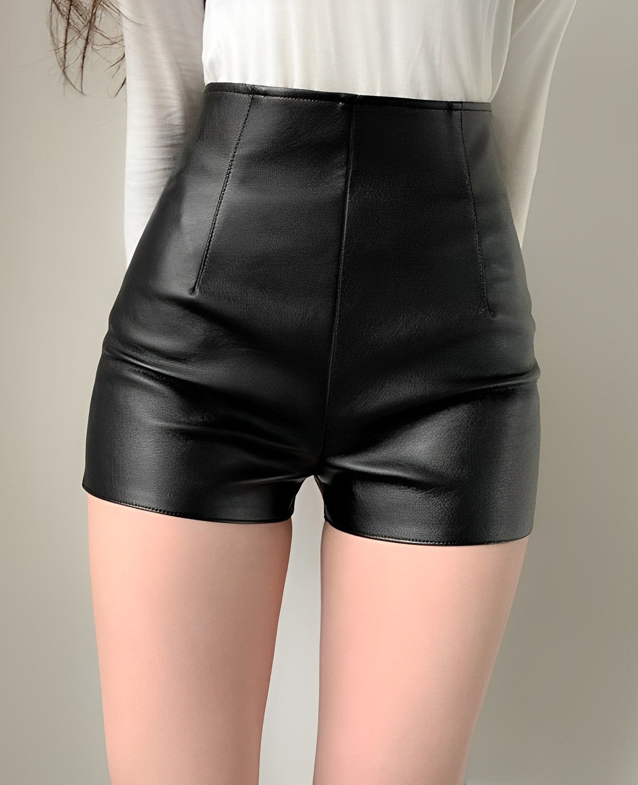 Black Sexy Synthetic Leather Shorts