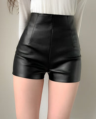 Black Sexy Synthetic Leather Shorts