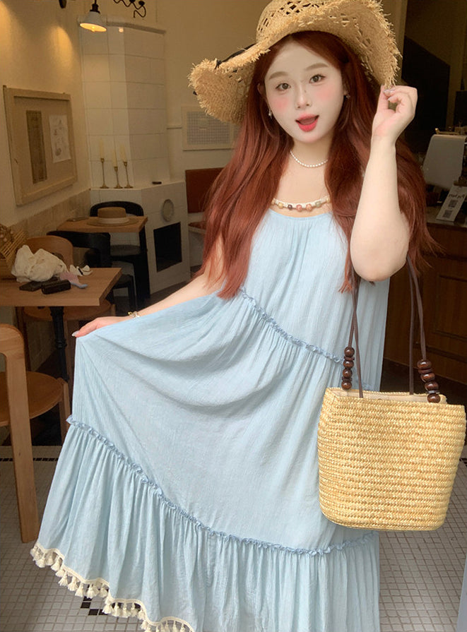 Loose Blue Summer Maxi Dress