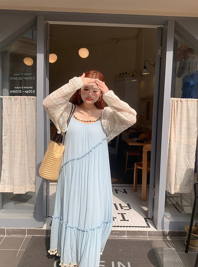 Loose Blue Summer Maxi Dress