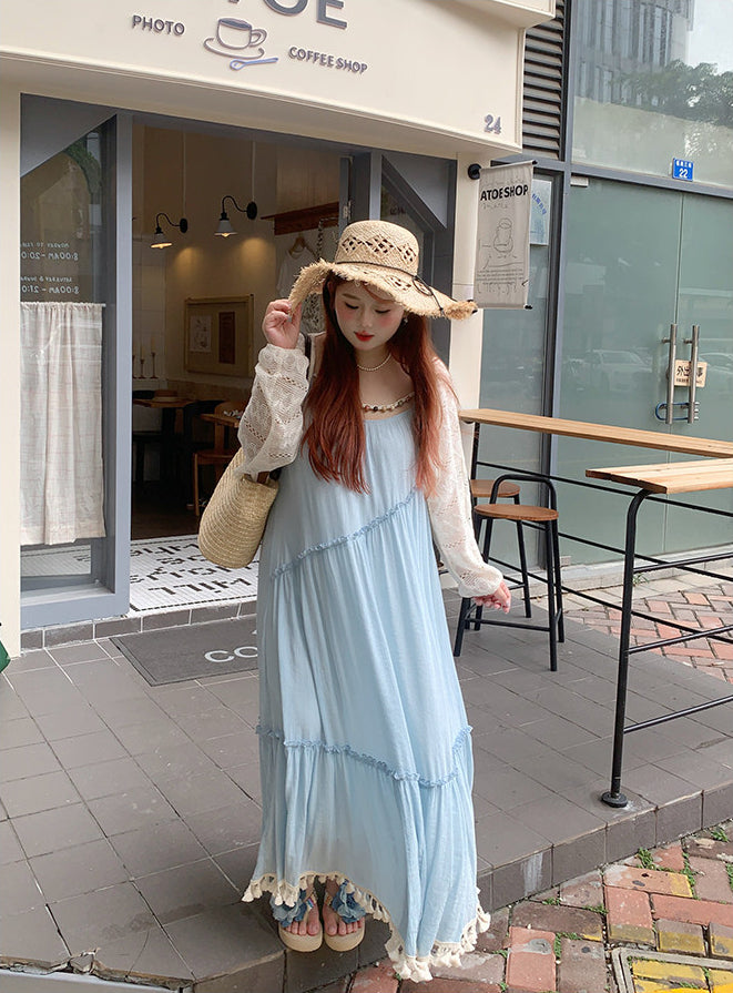 Loose Blue Summer Maxi Dress