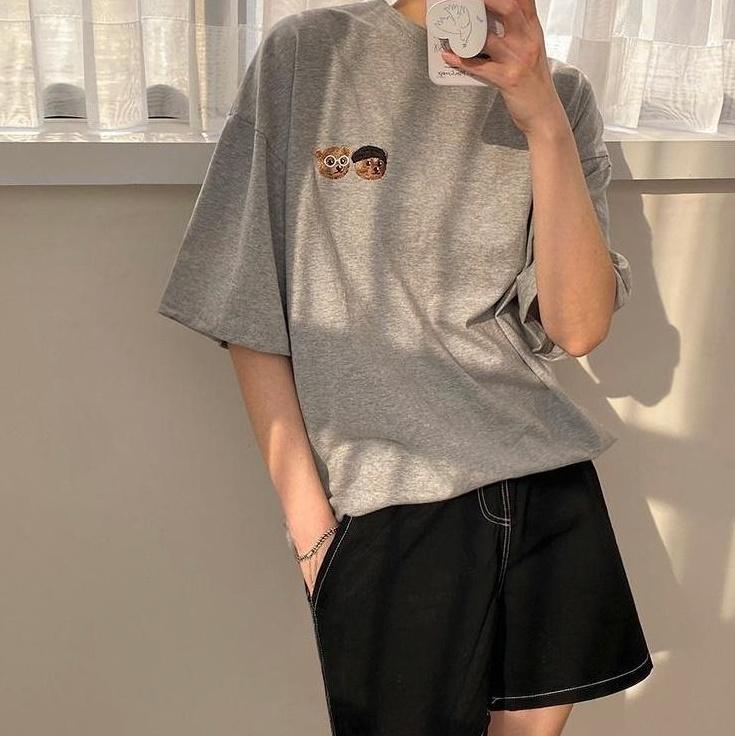 Loose Fit Bear Print T-Shirt