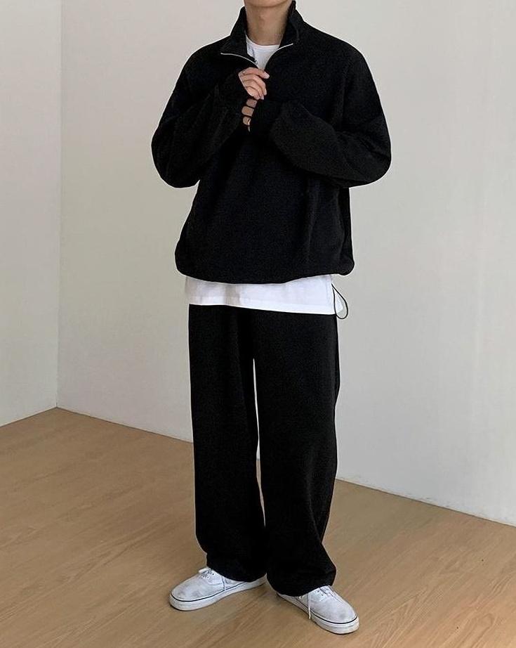Loose Fit Casual Sports Pants Black Gray