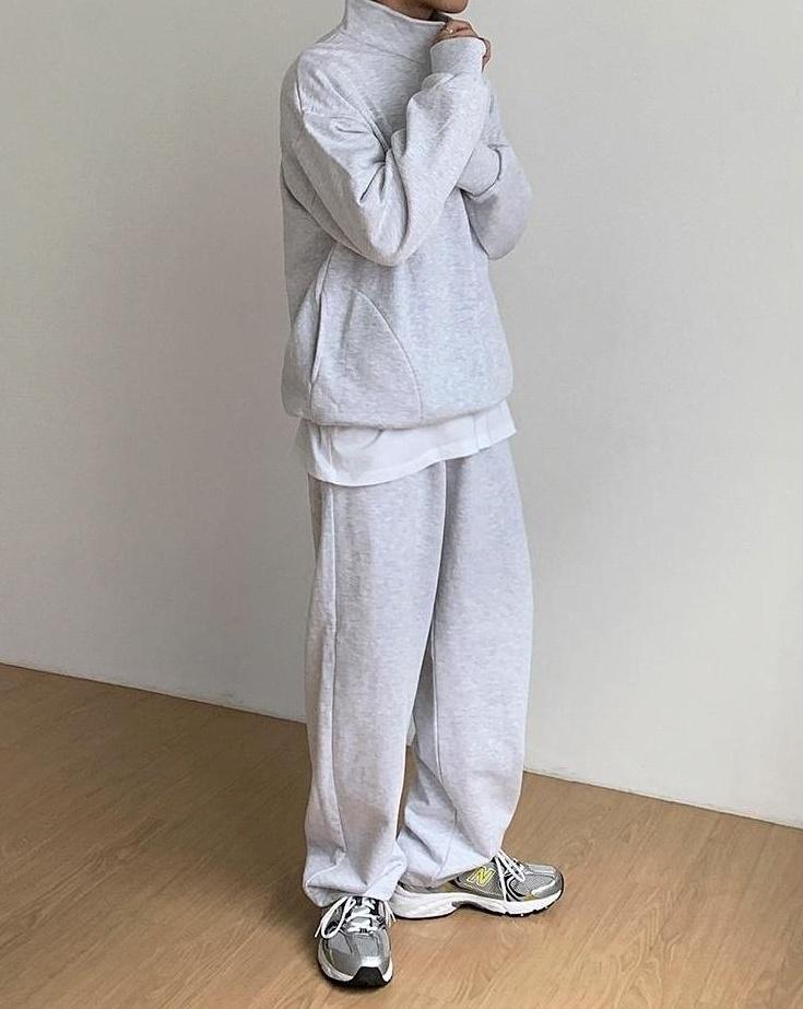 Loose Fit Casual Sports Pants Black Gray