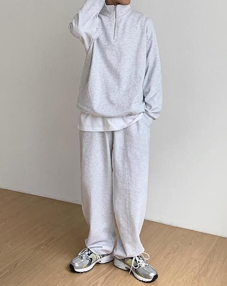 Loose Fit Casual Sports Pants Black Gray