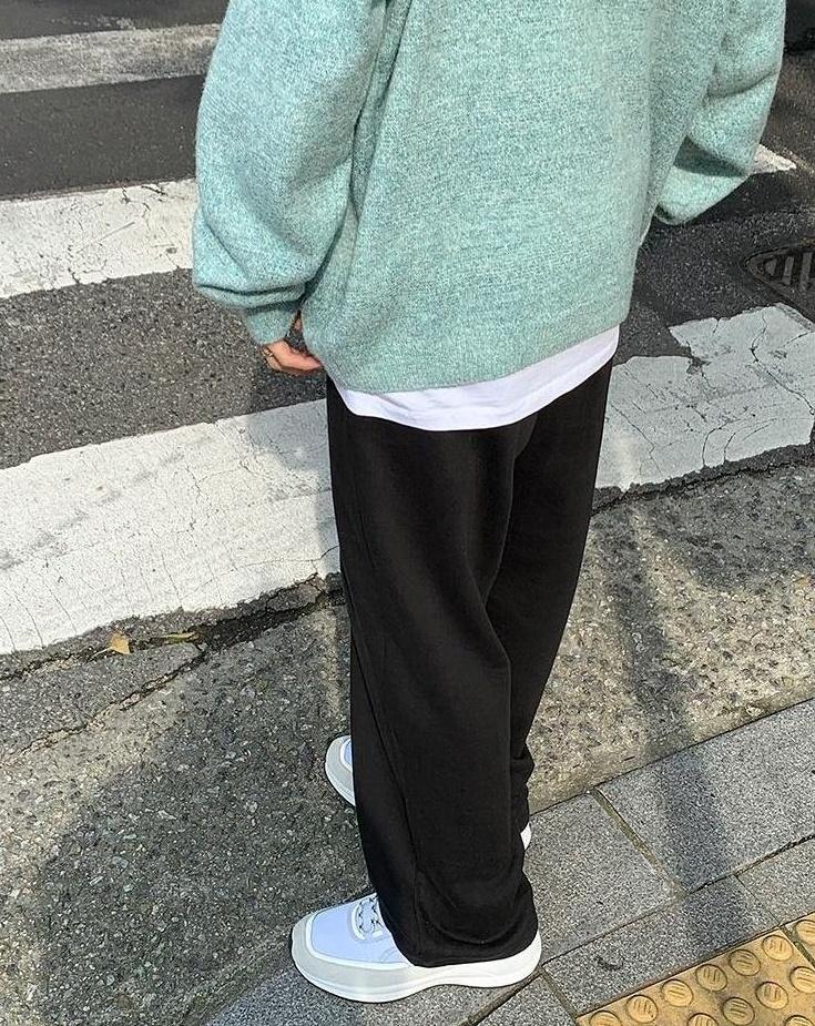 Loose Fit Casual Sports Pants Black Gray