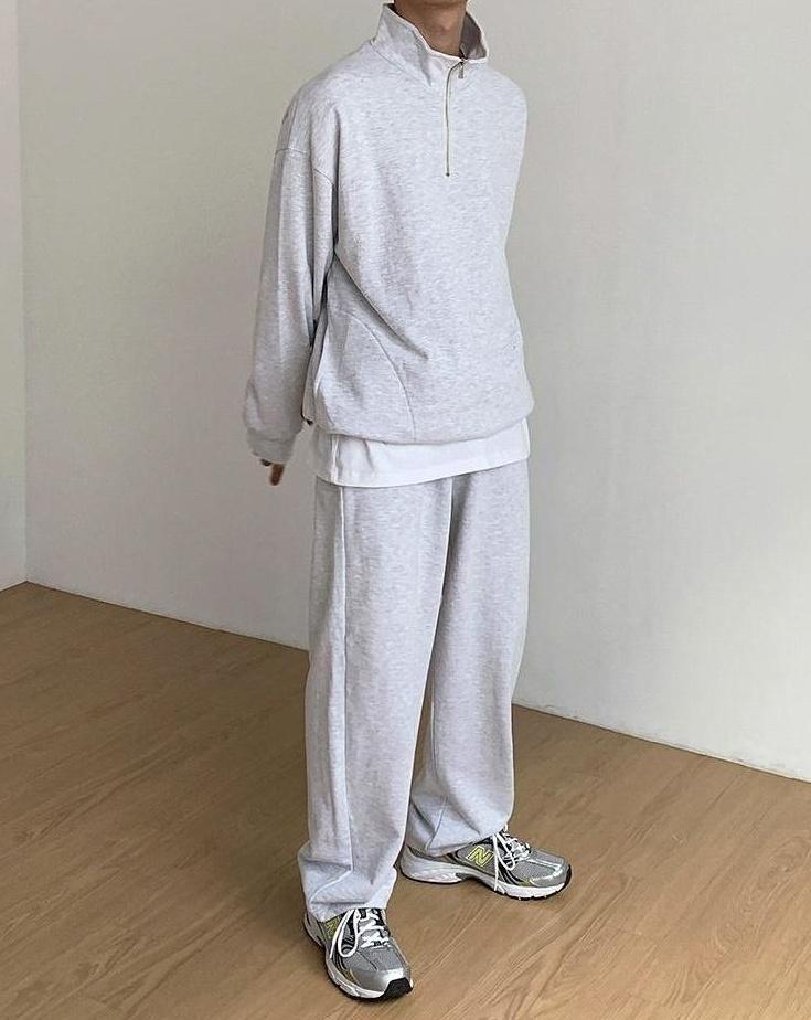 Loose Fit Casual Sports Pants Black Gray
