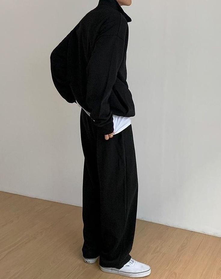 Loose Fit Casual Sports Pants Black Gray