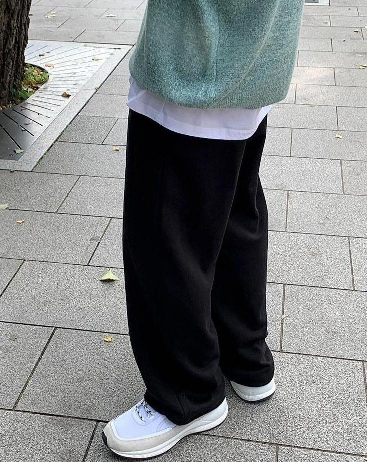 Loose Fit Casual Sports Pants Black Gray