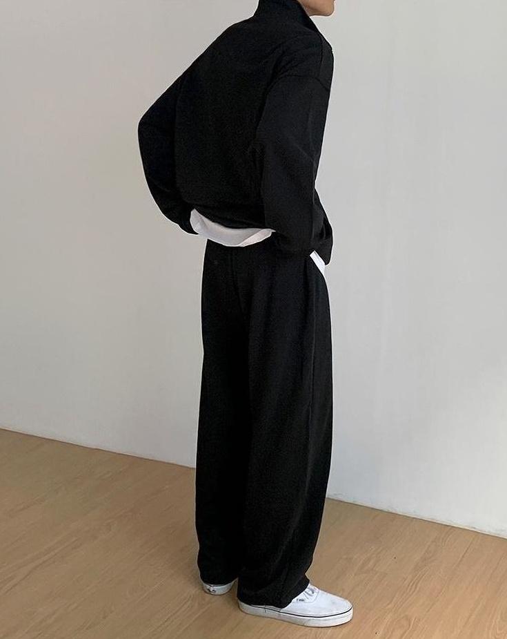 Loose Fit Casual Sports Pants Black Gray