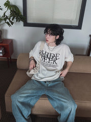 Loose Fit Crewneck Sweatshirt With Letter Print
