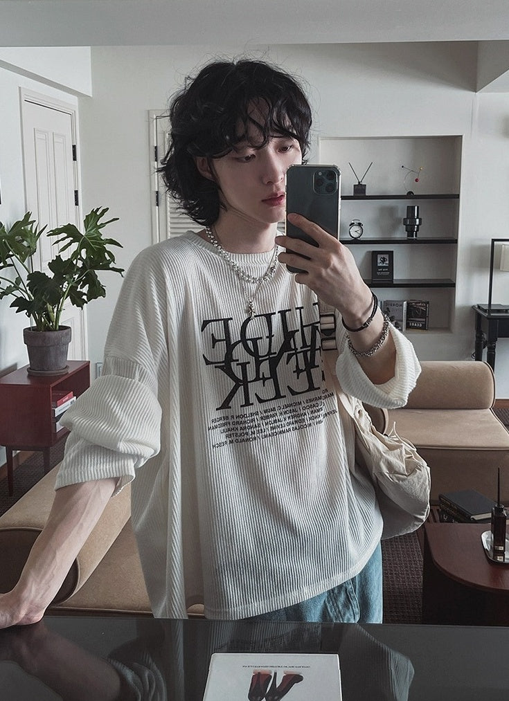 Loose Fit Crewneck Sweatshirt With Letter Print