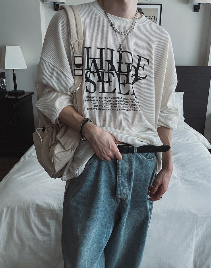 Loose Fit Crewneck Sweatshirt With Letter Print
