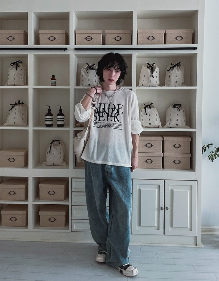 Loose Fit Crewneck Sweatshirt With Letter Print