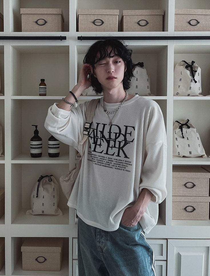 Loose Fit Crewneck Sweatshirt With Letter Print