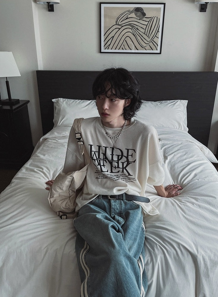 Loose Fit Crewneck Sweatshirt With Letter Print