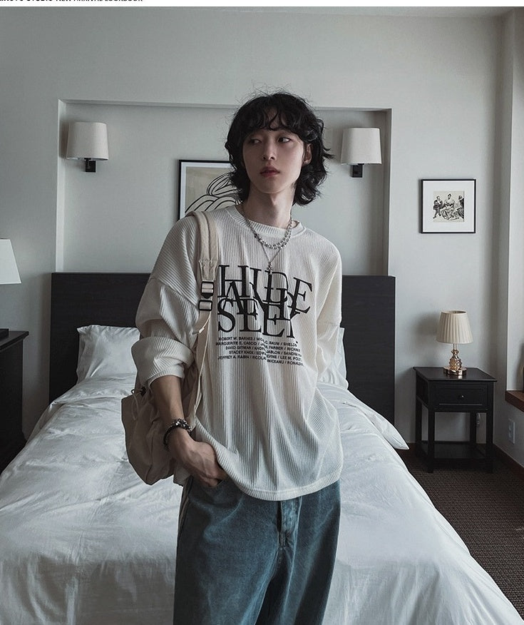Loose Fit Crewneck Sweatshirt With Letter Print