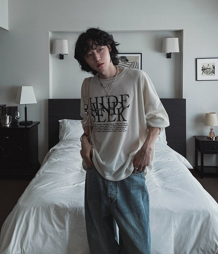 Loose Fit Crewneck Sweatshirt With Letter Print