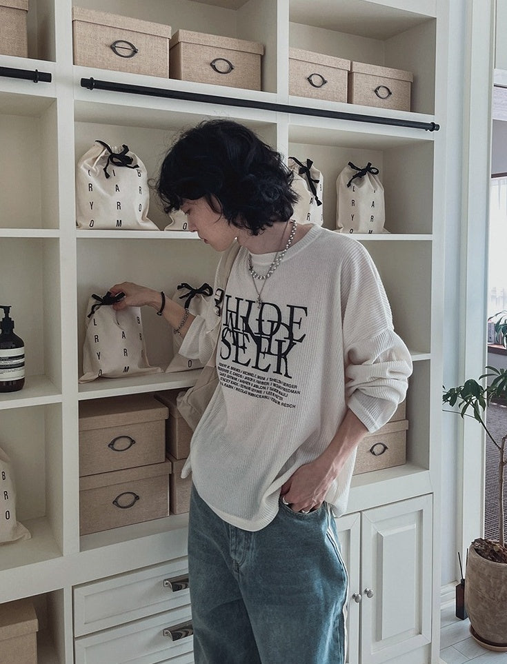 Loose Fit Crewneck Sweatshirt With Letter Print