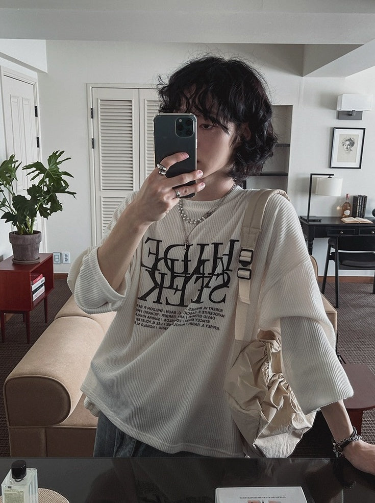 Loose Fit Crewneck Sweatshirt With Letter Print