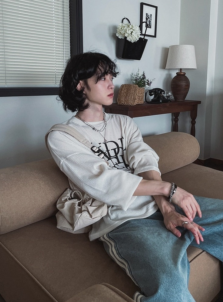 Loose Fit Crewneck Sweatshirt With Letter Print