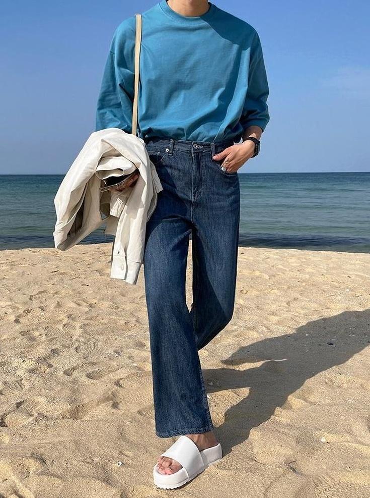 Loose Fit Denim Casual Pants