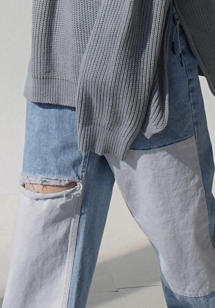 Loose Fit Patchwork Jeans