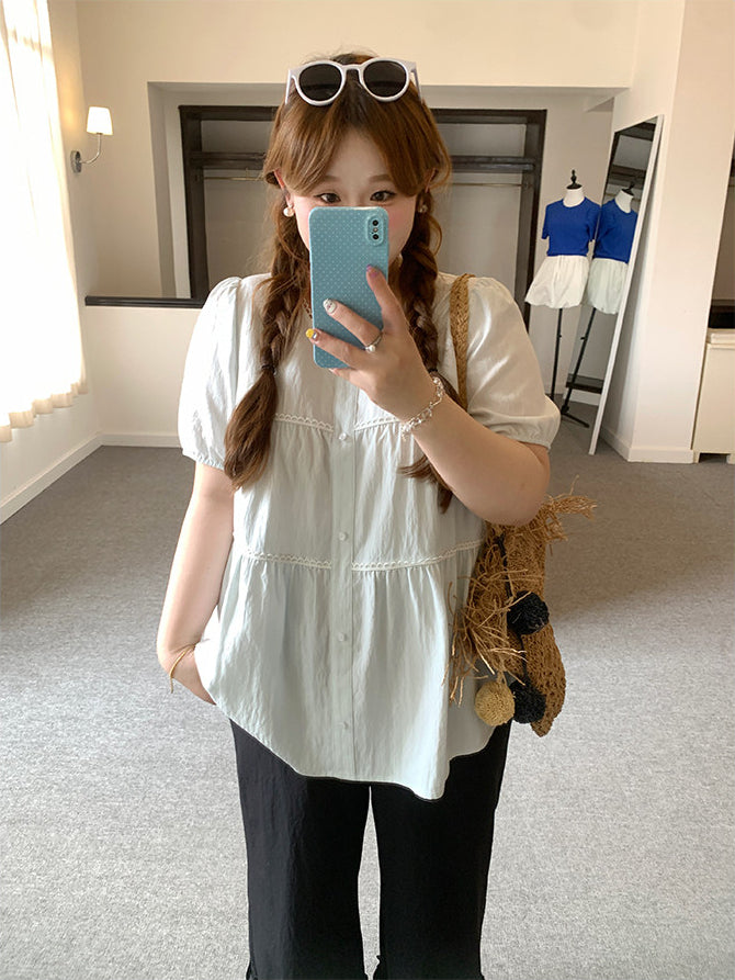 Loose Short Sleeve Shirt Custom Fit Blouse