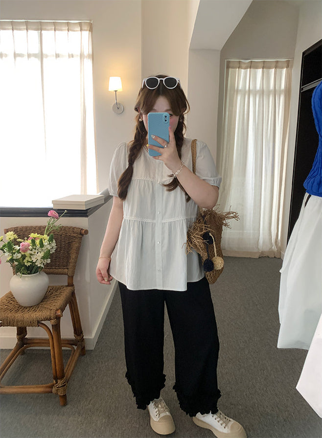 Loose Short Sleeve Shirt Custom Fit Blouse