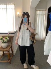 Loose Short Sleeve Shirt Custom Fit Blouse