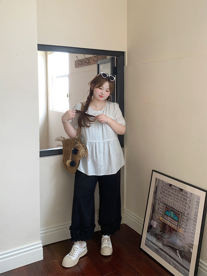 Loose Short Sleeve Shirt Custom Fit Blouse