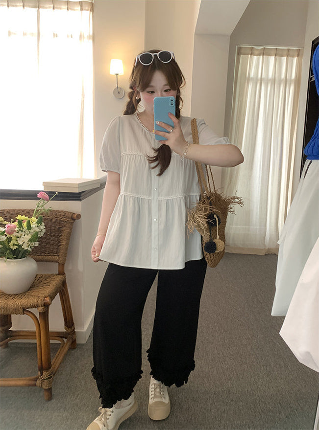 Loose Short Sleeve Shirt Custom Fit Blouse