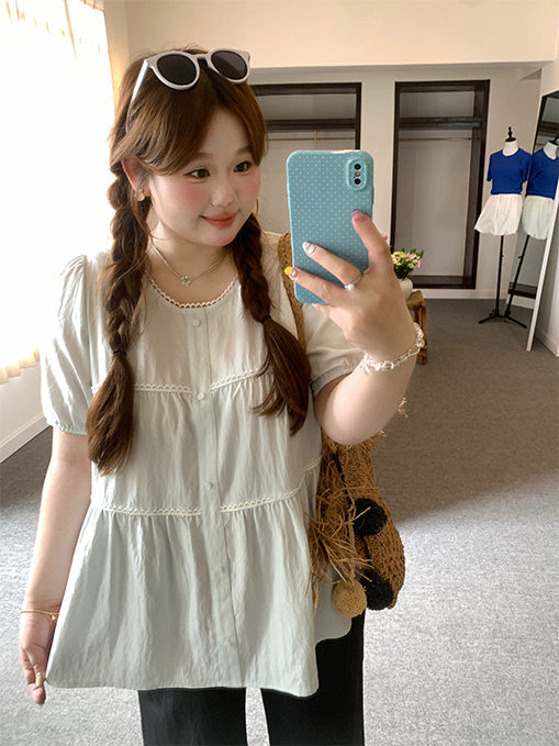 Loose Short Sleeve Shirt Custom Fit Blouse