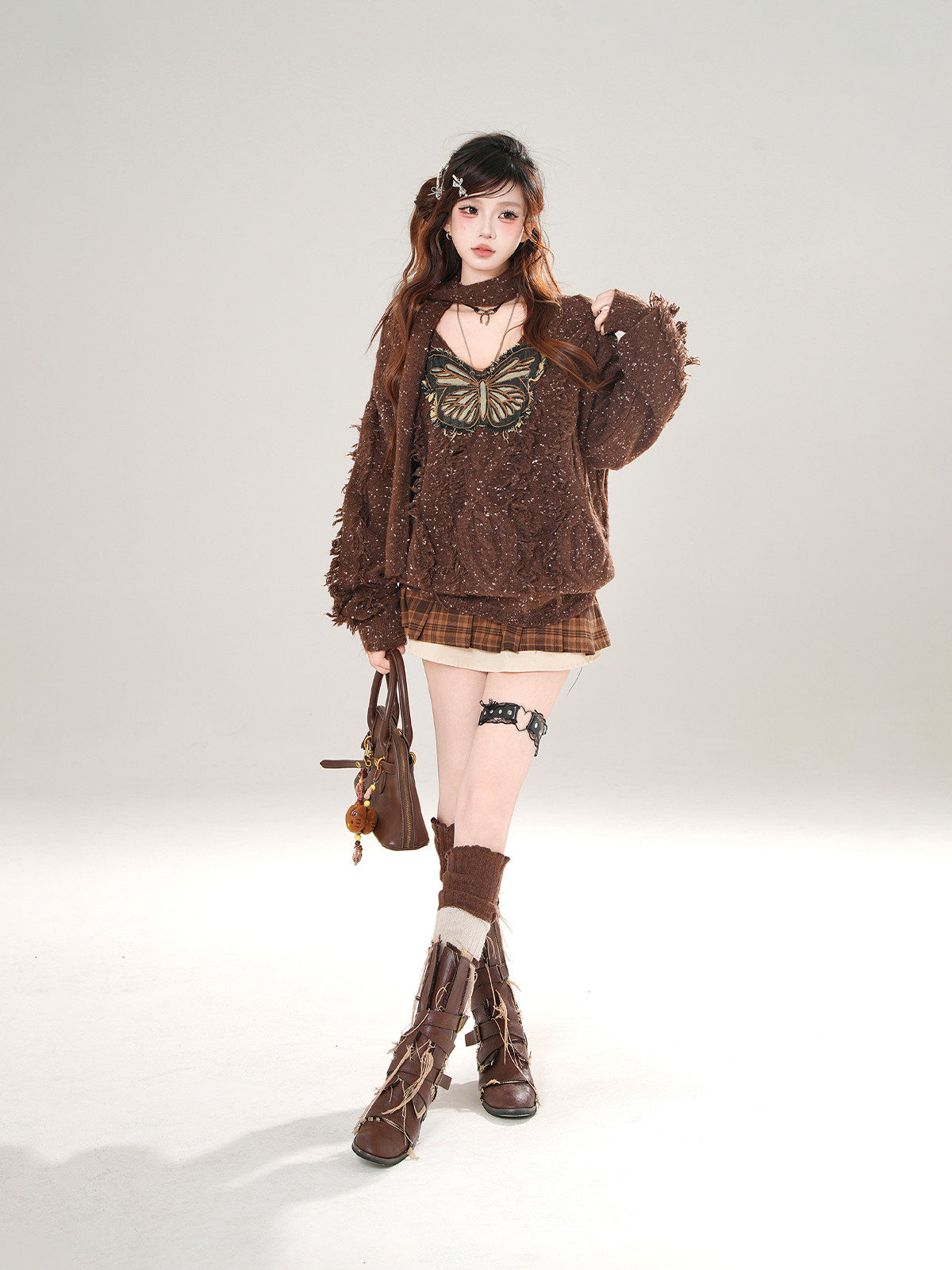 Loose V Neck Embroidered Autumn Sweater