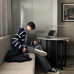 Luxury Striped Knit Sweater In Mink Fleece