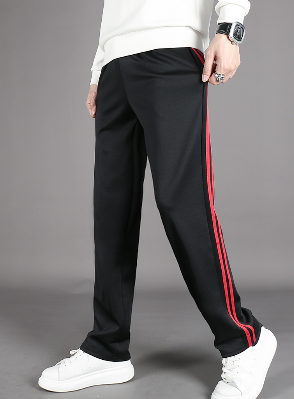 Black Double Red Striped Pants