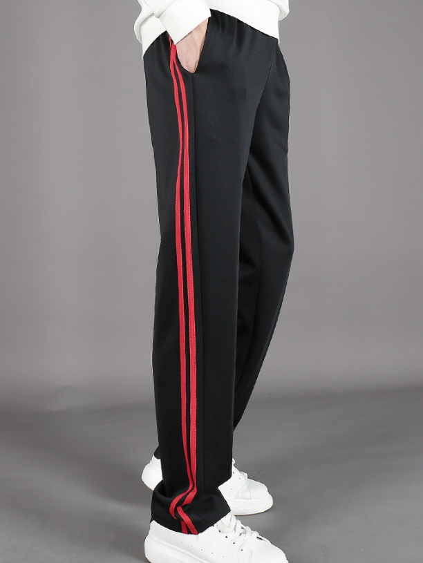 Black Double Red Striped Pants