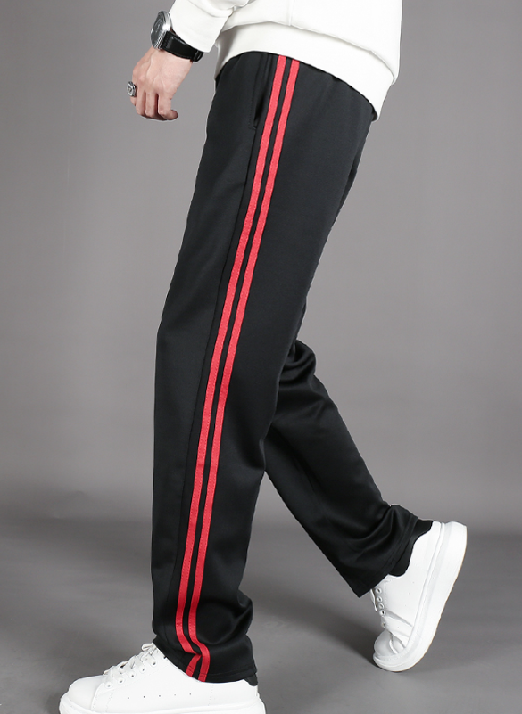 Black Double Red Striped Pants