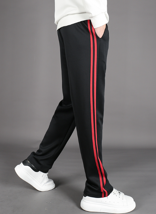Black Double Red Striped Pants